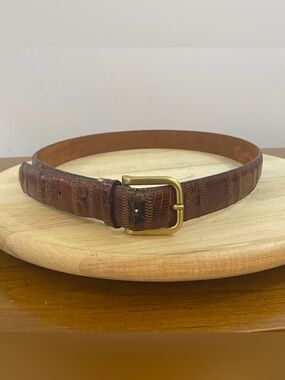 Saks Fifth Avenue VTG Brown Genuine Crocodile Leather Belt Men’s Size 34 Spain
